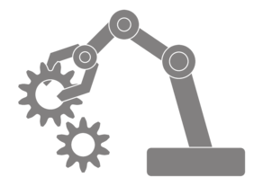 Roboterarm greift Zahnrad - Piktogramm