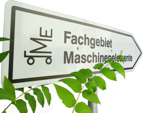 Wegweiser mit Aufschrift Fachgebiet Maschinenelemente